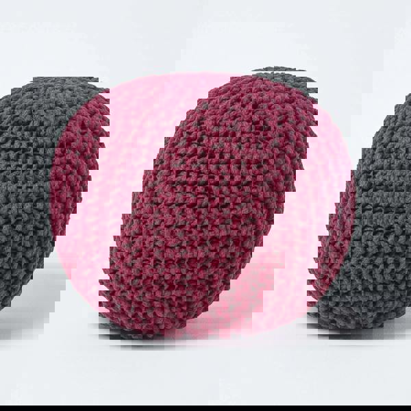 HOMESCAPES Round Cotton Knitted Pouffe Footstool Bean Filled Hand Knitted