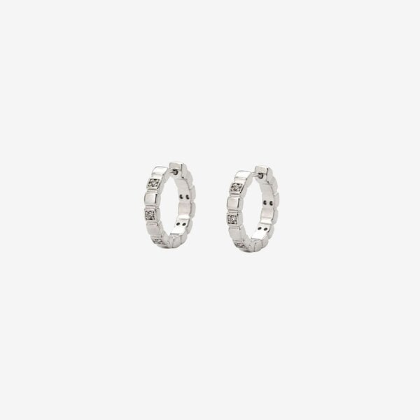 Uchi & Soto Shikaku Stone Silver Huggie Hoop Earrings