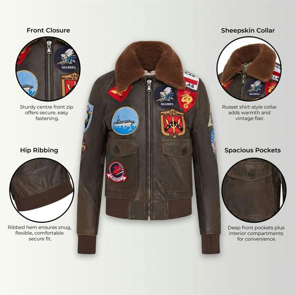 Infinity Leather Women's A2 Top Gun Leather Bomber Jacket-Sunbury