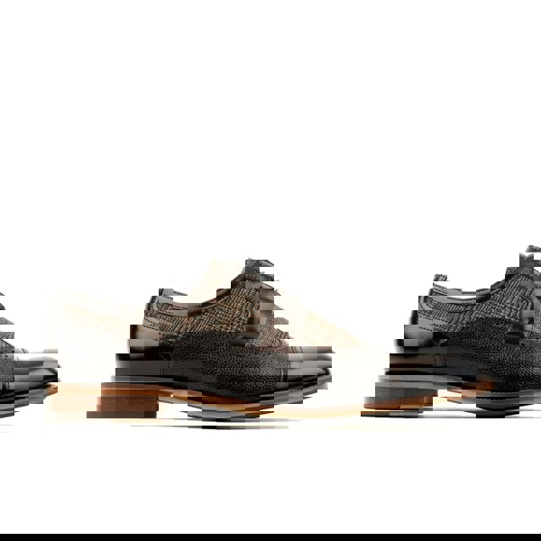 Embassy London Orlando - Brown Check - Men's leather dressy shoe with toe cap and brogue details