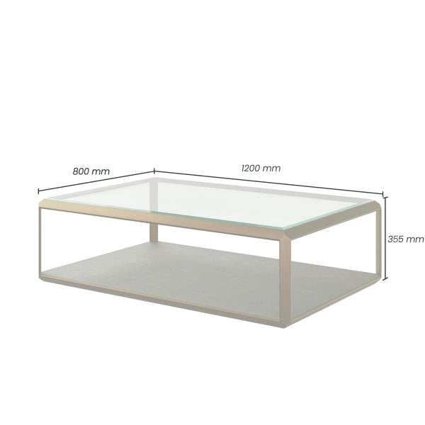 Wyld Haus Siena Grey Shagreen Glass and Gold Coffee Table