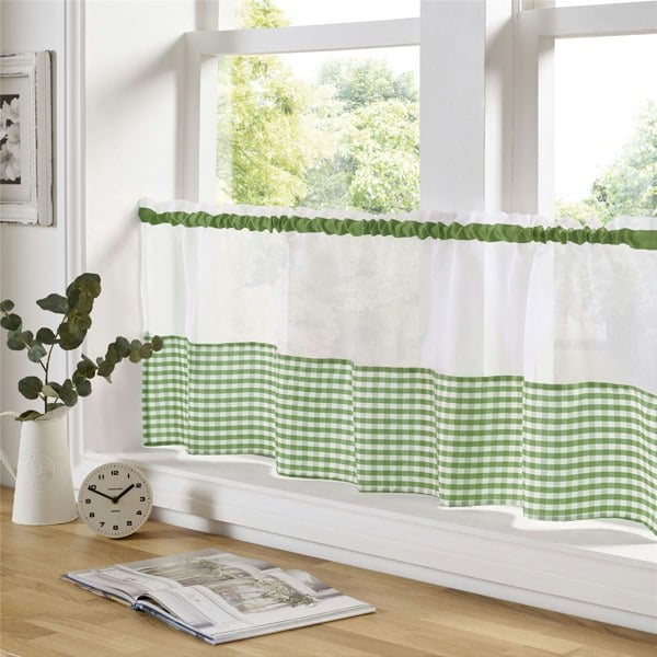 Alan Symonds Gingham Checked Kitchen Voile Curtain Café Panels