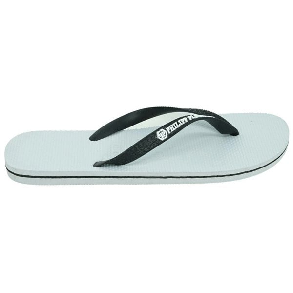 Philipp Plein Brand Logo Flip Flops - White