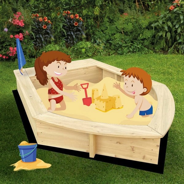 Liberty House Toys Kids Boat Sandpit with Seating and Cover