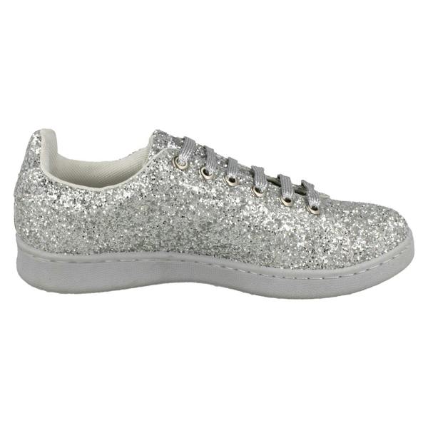 Spot On Ladies Spot On Glittery Lace Up Trainers