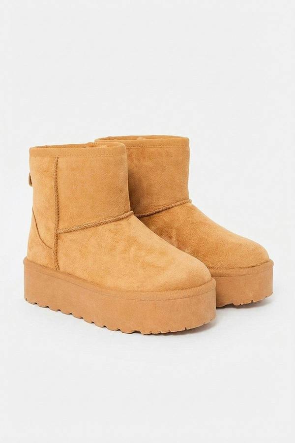 Martha Thick Heel Platform Boots - Camel_wb