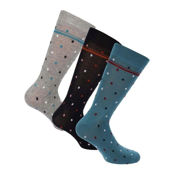 Ben Sherman Mens Spotted Crew Socks (Pack of 3) - Navy/Green/Teal