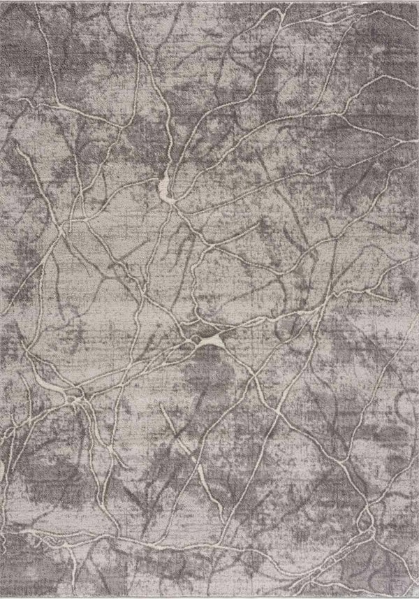 Textured gray and beige area rug with a subtle pattern