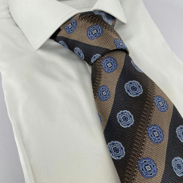 Silk Brown Stripe Neck-Tie - Premium Men's Patterned Shirt by Claudio Lugli | Bold Design, Tailored Fit, Best Printed Shirts
