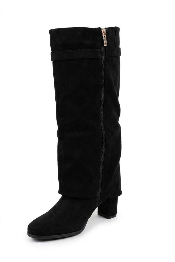 Cordelia Slouchy Wedge Knee High Boots - Black Suede_wb