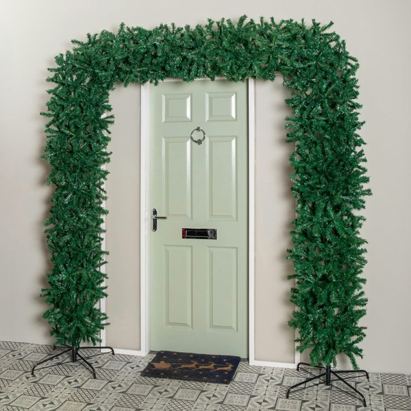 Samuel Alexander 8ft (2.35m) Samuel Alexander Double Door Plain Green Flat Top Christmas Tree Arch with 2000 Tips