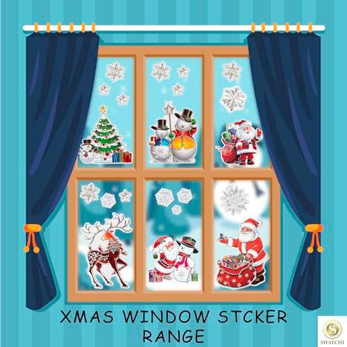 6 Pack 3D Christmas Window Clings for Glass, Reusable Assorted Festive Sheets image 7