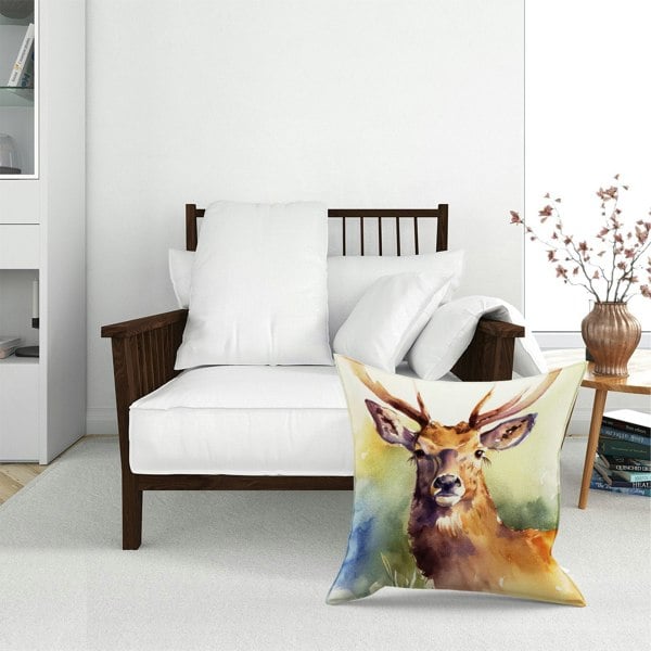 Warren Reed Splendid Stag Watercolour Floor Cushion