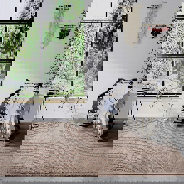 High Pile Beige Rug Pigment – Geometric Design