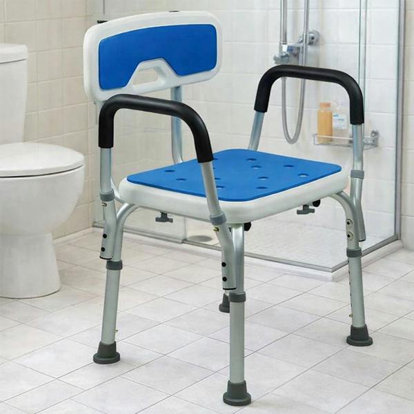 Gr8 Home EVA Padded Shower Chair Adjustable Bath Seat Senior Disabled 120kg With Arms Aid