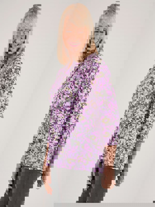 TIGI-Wear Artistic Floral Notch Neck Top