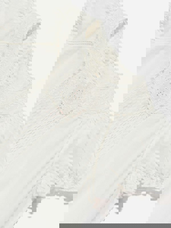 Bonpoint Baby Girls Cotton Romper in Ivory