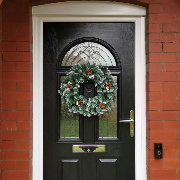 Samuel Alexander 40cm Snow Tips Christmas Door Wreath for Indoor / Outdoor
