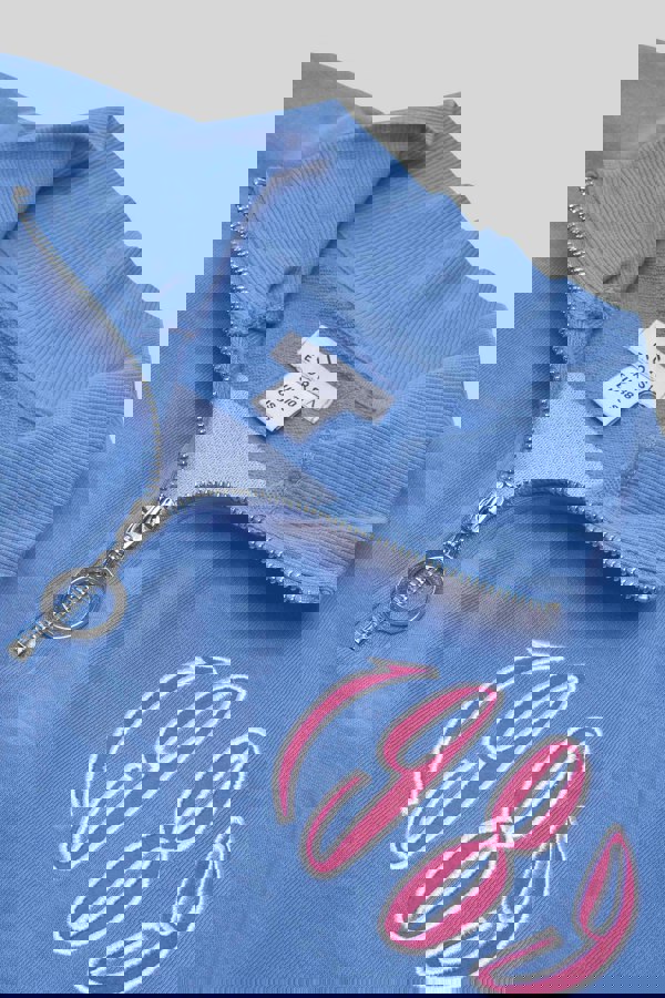 ENORSIA Half Zip High Neck Embroidery Sweatshirt