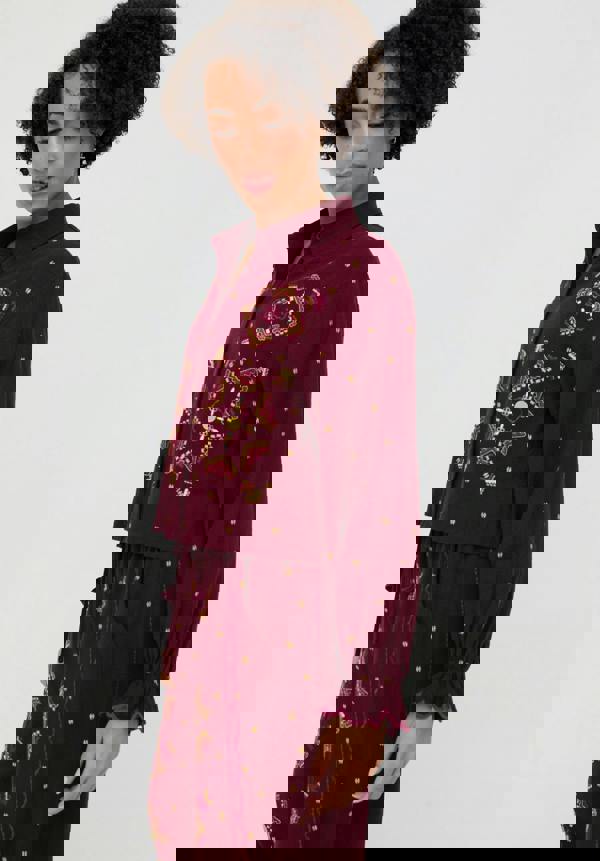 Raffya Penny Boxy Embroidered Shirt In Aubergine