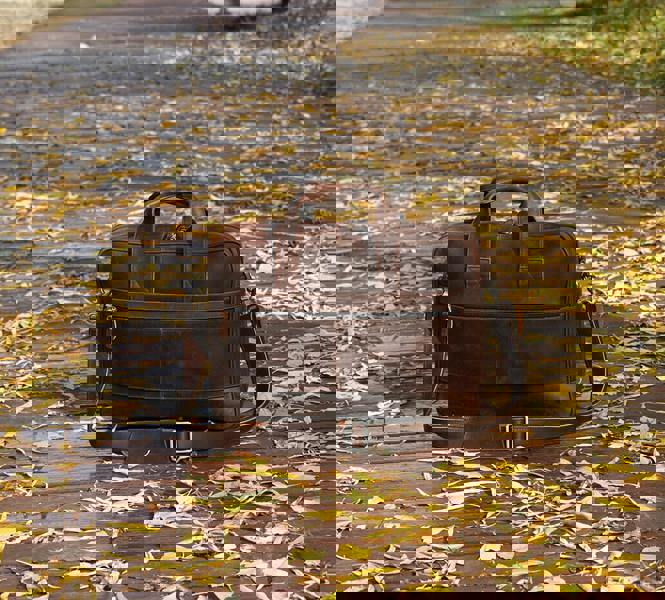 Touribag Genuine Leather Briefcase With Front Leather Patch