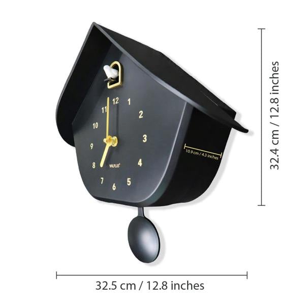 WALPLUS WC2166 - Walplus Black Matte Cuckoo Clock (32.5cm / 12.8 inch)