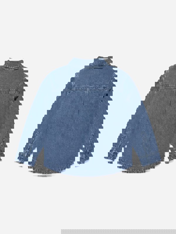 Fendi Kids FF Logo Denim Overshirt in Blue