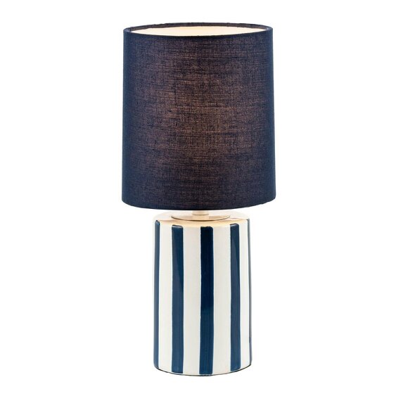 Happy Homewares Navy Blue and White Striped Ceramic Coastal Modern Designed Table Lamp