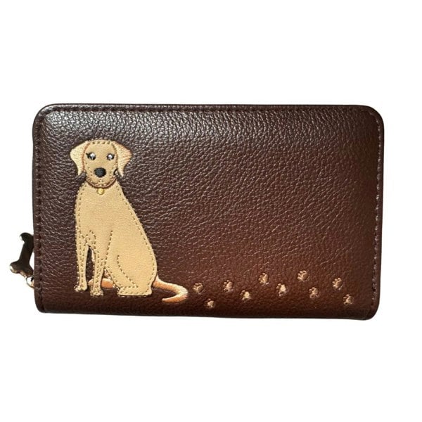 Fores Collection Embroidered Dog Zip-Around Card & Coin Purse