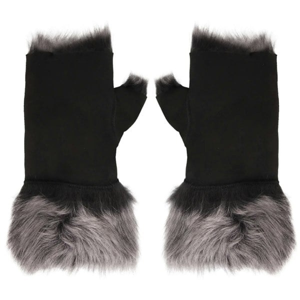 Infinity Leather Women’s Suede Leather Shearling Lined Fingerless Gloves