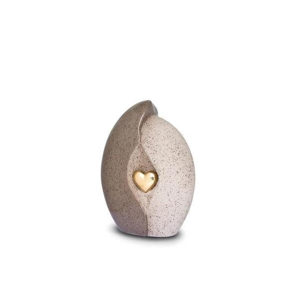Memorials Direct Ceramic Urn (Natural with Gold Heart)