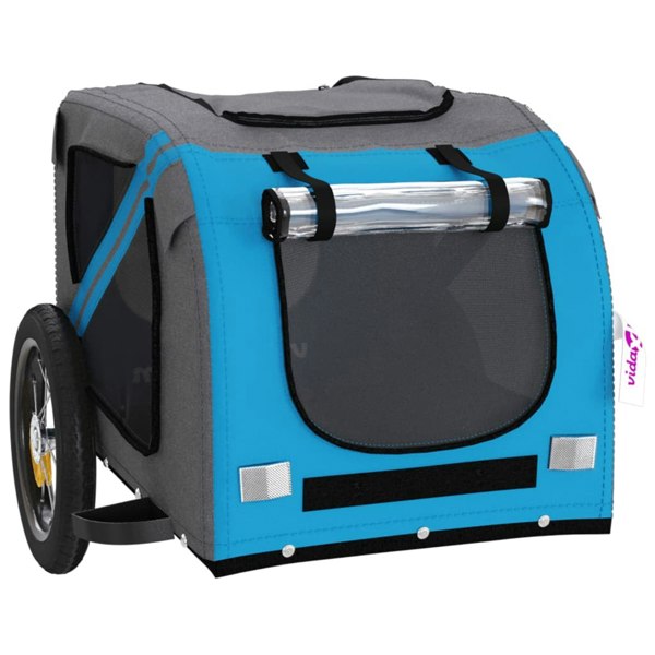 Berkfield Dog Bike Trailer Blue and Grey Oxford Fabric and Iron