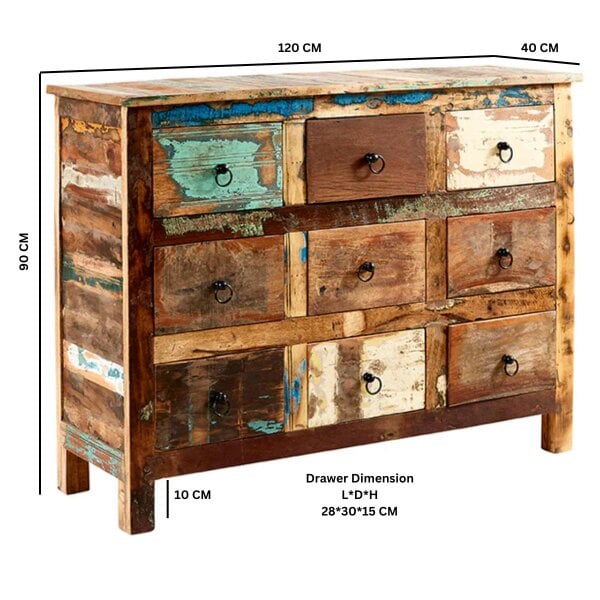 Wyld Haus Seattle Reclaimed Wood 9 Drawer Chest