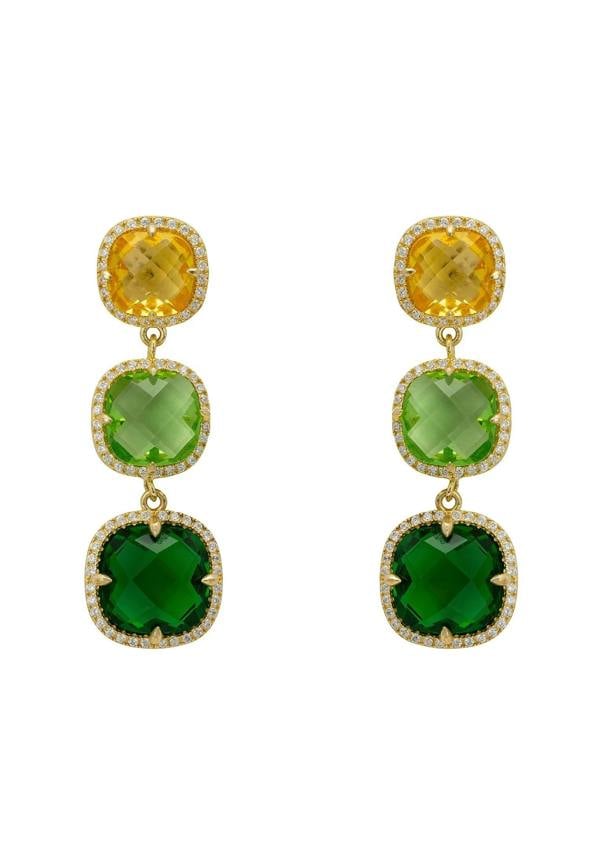 Latelita Knightsbridge Earrings Gold Green Citrus