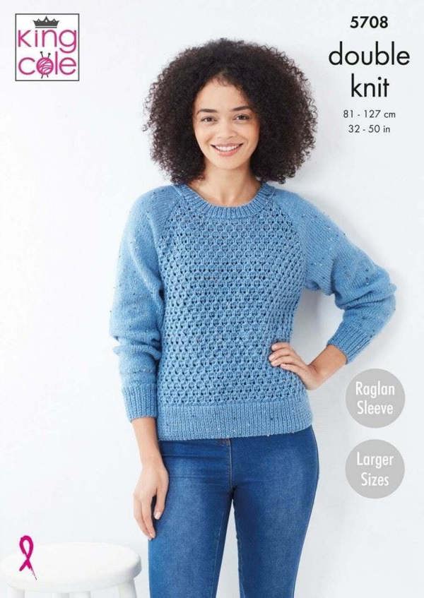 King Cole Big Value Tweed DK Knitting Pattern 5708, Cardigans, Sweaters for Women, 32 - 50 Inches
