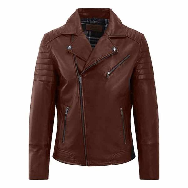 PRIMEHIDE Biker Leather Jacket Albert Cognac