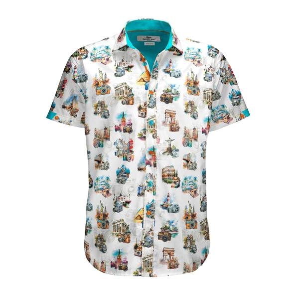 THE WORLD LENS CAMERA PRINT SHORT SLEEVE SHIRT - Claudio Lugli Shirts