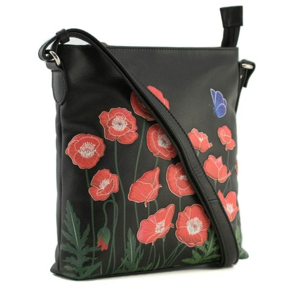 Mala Leather Poppy Floral Large Leather Crossbody Bag
