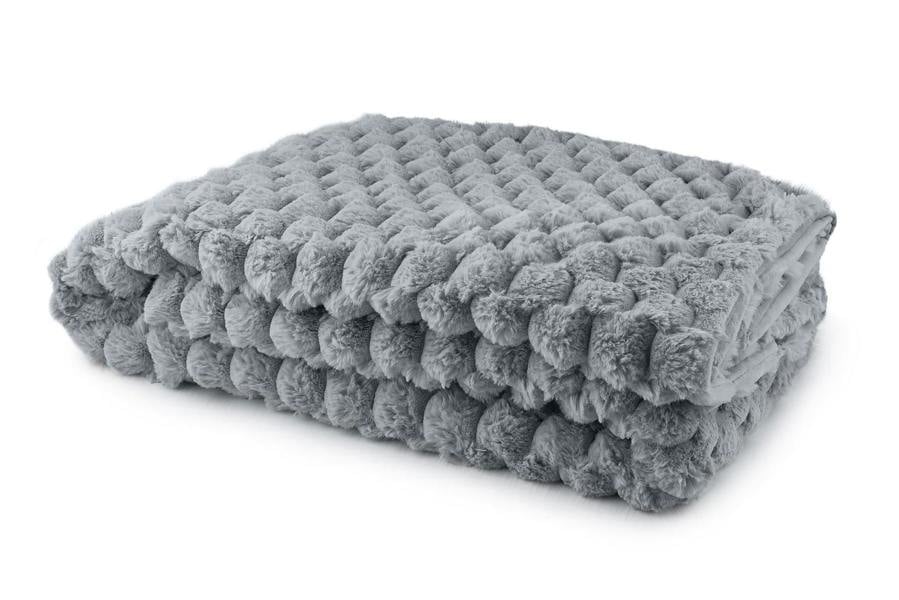 Lush Faux Rabbit Fur Charcoal Throw 140x180cm