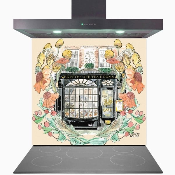 Claire Louise - Designer Bettys In Full Bloom Glass Kitchen Splashback