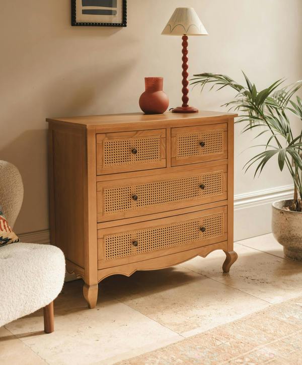 Statement Furniture Louis Chest of Drawers with Rattan Cane Drawers