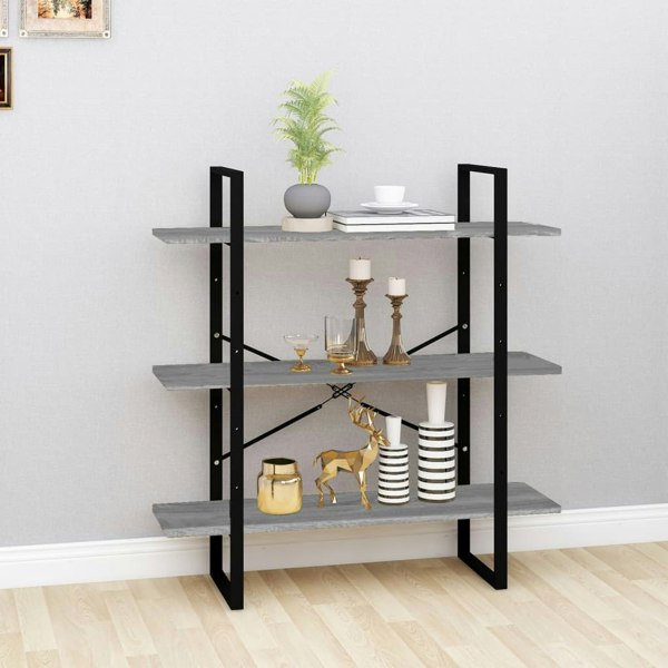 Berkfield Book Cabinet Grey Sonoma 100x30x105 cm Engineered Wood