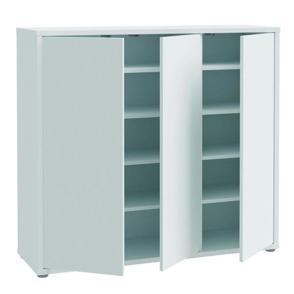 Furniture To Go Alice Springs Shoe Cabinet with 3 Doors Push-to-Open in Light Grey