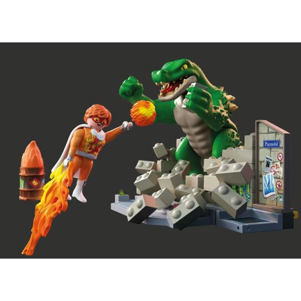 Playmobil Hero Battle Against Giant Lizard - 71831 Playset