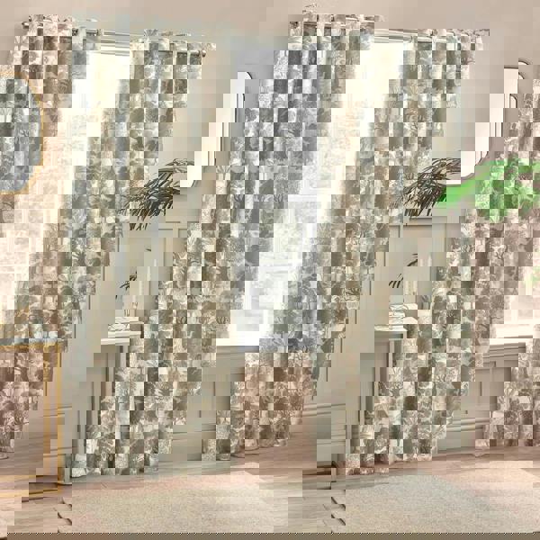 Wylder Woodlands Jacquard Floral Eyelet Curtains - Natural