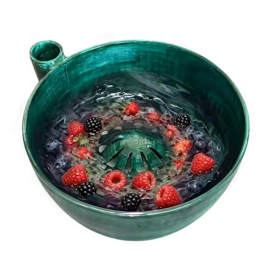 Havendro Self Spinning Berry Washing Bowl, Automatic Swirl Fruit Colander with Drain Hole