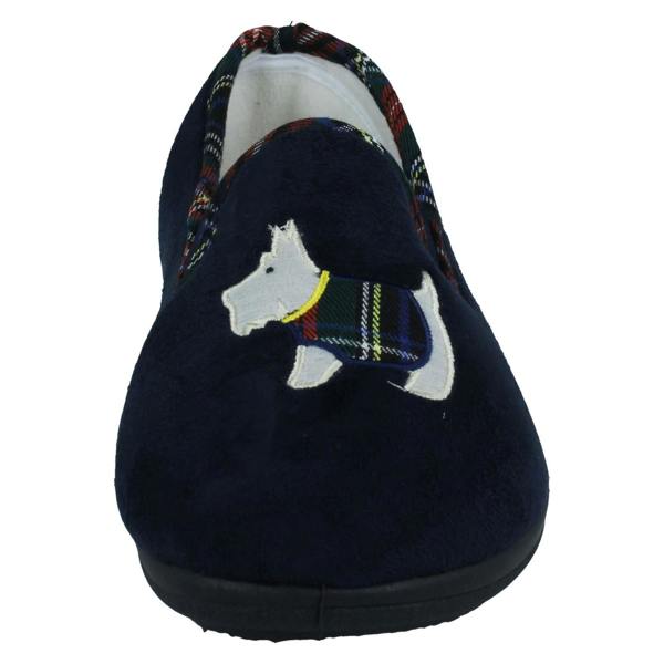 Padders Ladies Padders Wide Fitting Slippers With Dog Detail Dandie