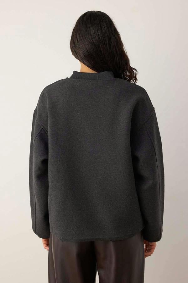 Pocket Detail Woven Oversize Jacket