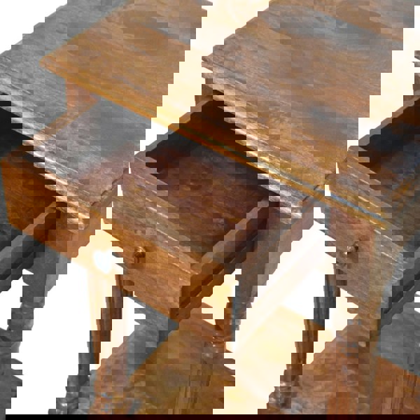 Artisan Furniture Solid Wood Turned Legs Chestnut 1 Drawer Side Table