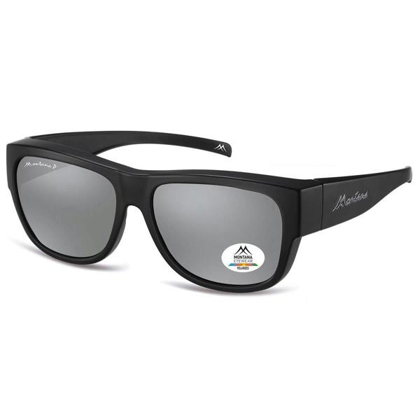 Montana Fit Over Glasses Sunglasses FO10 B Matte Black Silver Revo Mirror Polarized